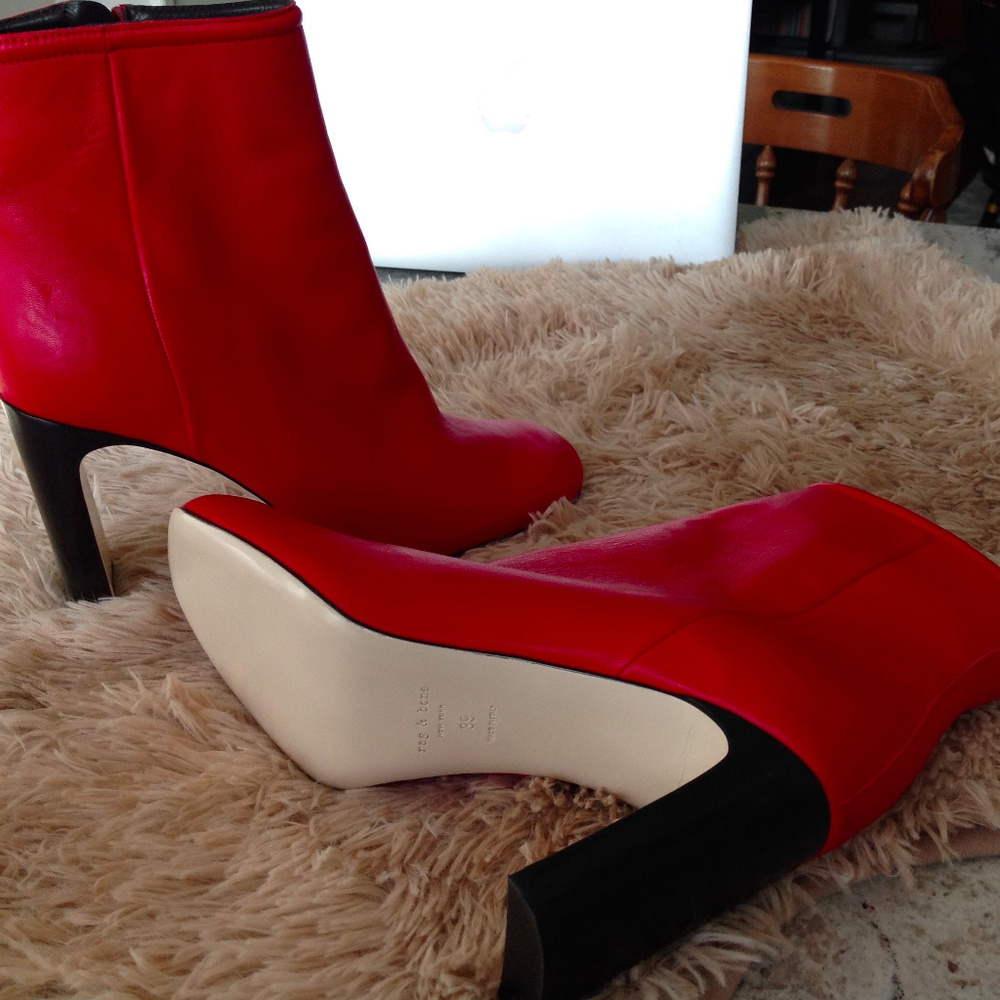 NWOT Rag & Bone Red Ankle Boots - Picture 10 of 10